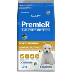 Ração Premier Pet Ambientes Internos Cães Filhotes Frango e Salmão